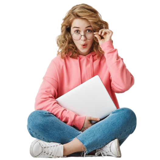 girl holding laptop